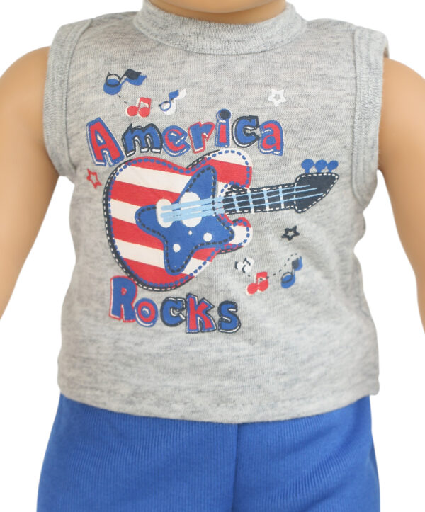 18" doll "america rocks" shorts set