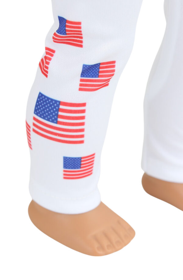 18" doll american flag white leggings