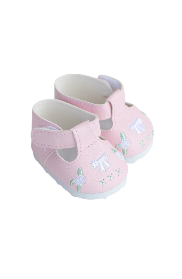 15" & 18" doll pink embroidered mary janes