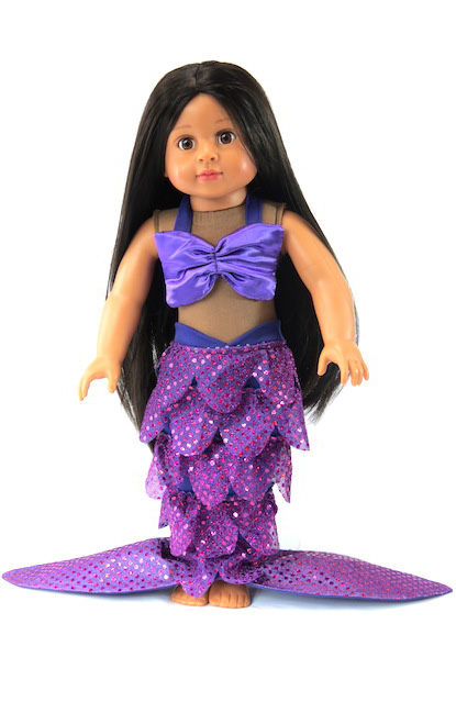 18 doll purple 2piece sequin mermaid costume
