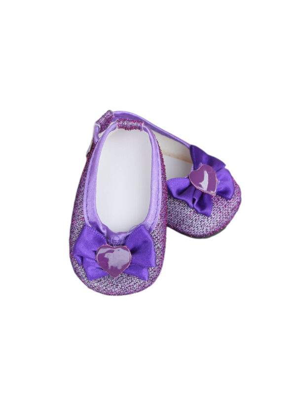 18" doll purple glitter bow shoes