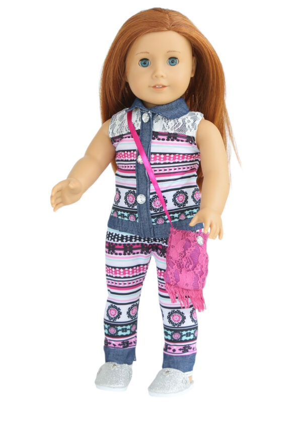 18" doll sleeveless striped pants outfit & purse