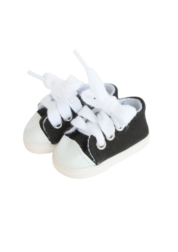 14.5" doll black canvas laceup sneakers