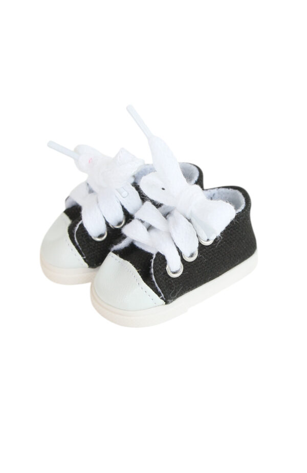 14.5" doll black canvas laceup sneakers