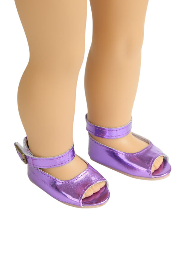 18" doll purple metallic peeptoe shoes