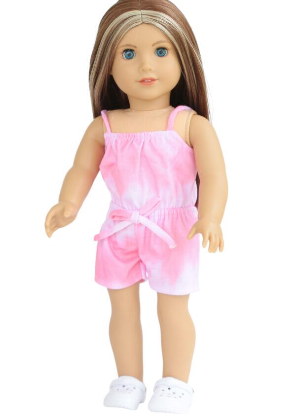18" doll pink tie dye shortie romper
