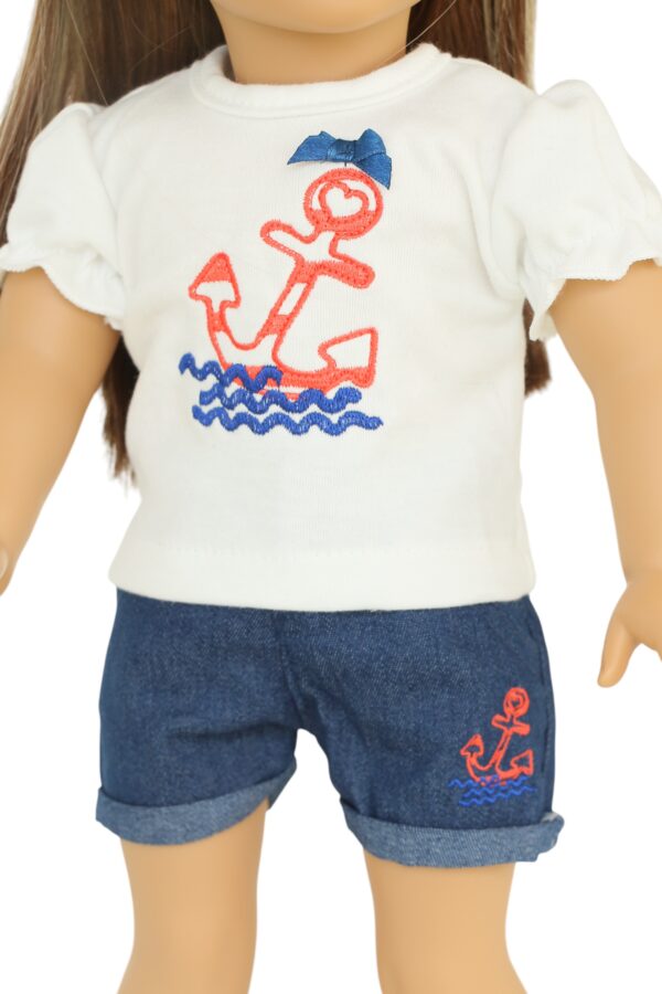 18" doll nautical shorts set