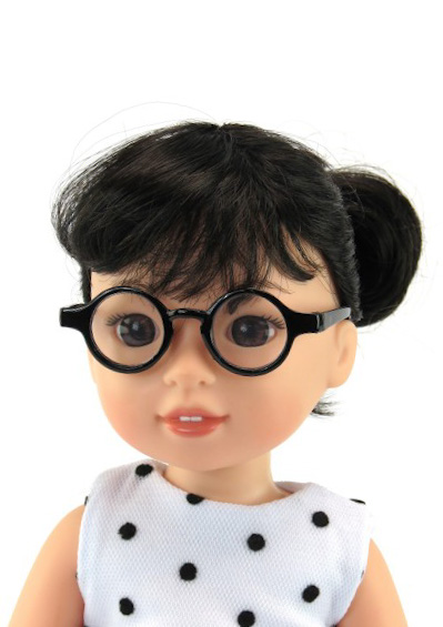 14.5" doll round black glasses
