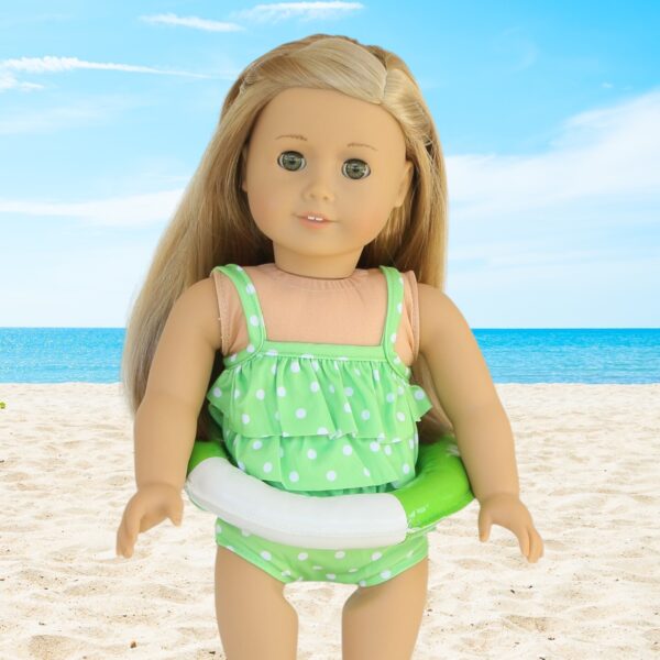 18" doll lime green tankini & swim ring