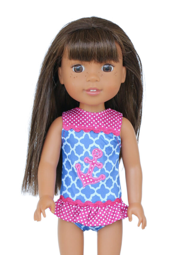 14.5″ doll polka dot anchor swimsuit