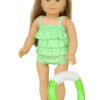18" Doll Lime Green Tankini, Swim Ring & Water Shoes