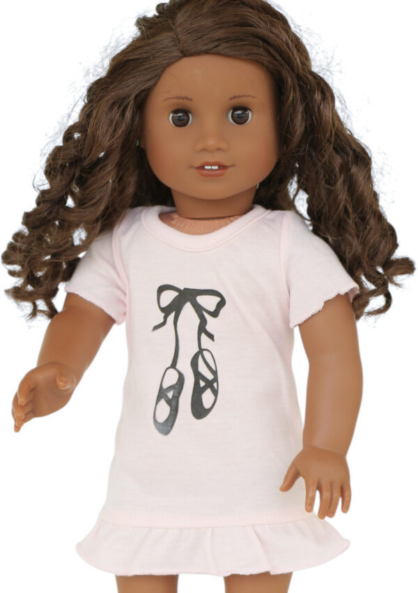 18" Doll Pink Ballerina Slipper Long T-Shirt
