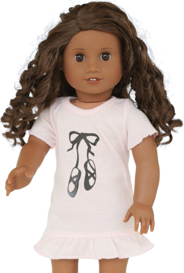 18" doll pink ballerina slipper long tshirt