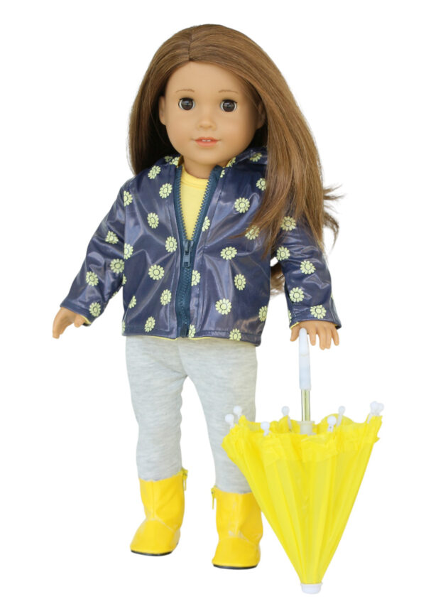 18" Doll 5-Piece Daisy Raincoat Outfit