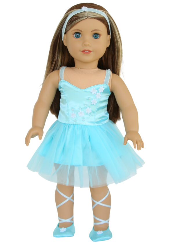 18" Doll Blue Ballet Dress & Slippers