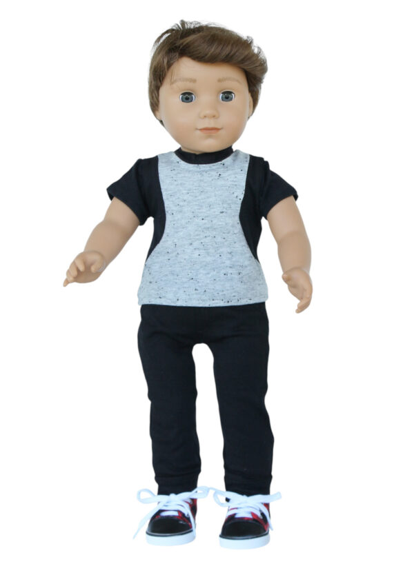 18" doll black & gray casual pants & tshirt