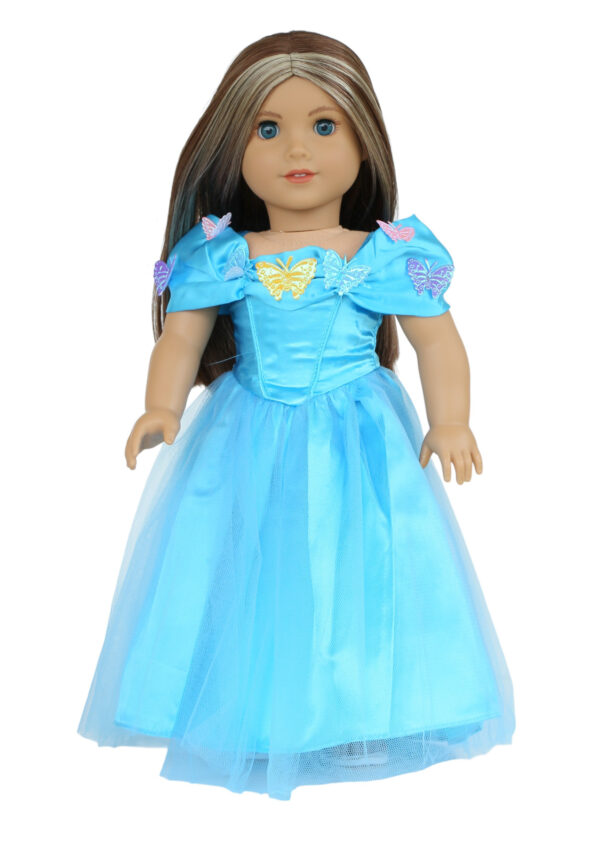 18" Doll Blue Satin Cinderella Gown