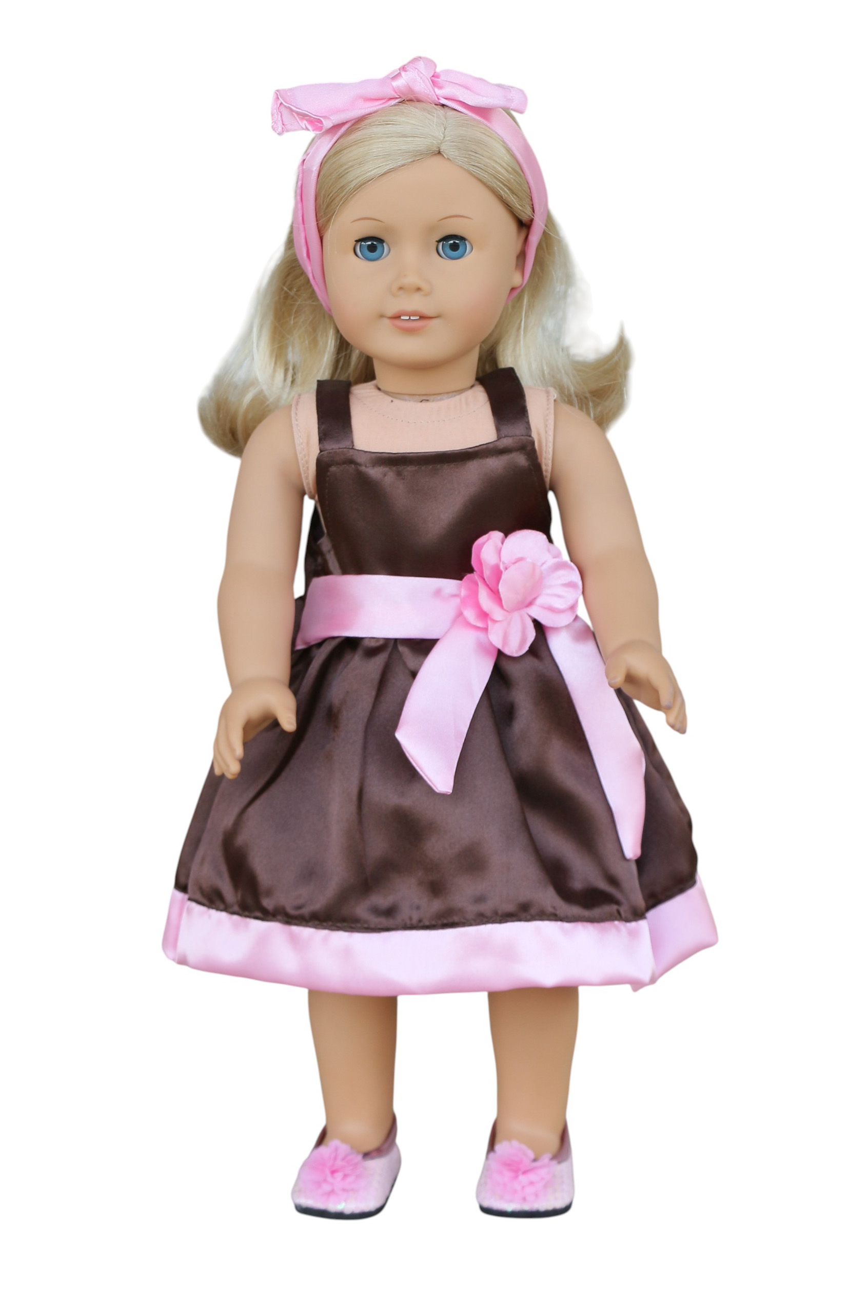 Детские аксессуары для кукол The Doll Boutique 18″ Doll Pink & Brown Satin Dress