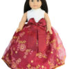 18" Doll Red & Ivory-Gold Floral Ball Gown