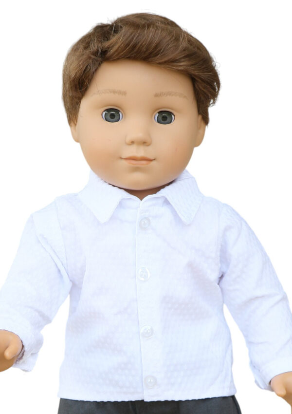18" doll white buttonup collared shirt