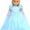 18″ Doll Blue Princess Gown, Tiara & Gloves