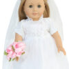 18" doll beautiful white wedding gown, veil, and bouquet