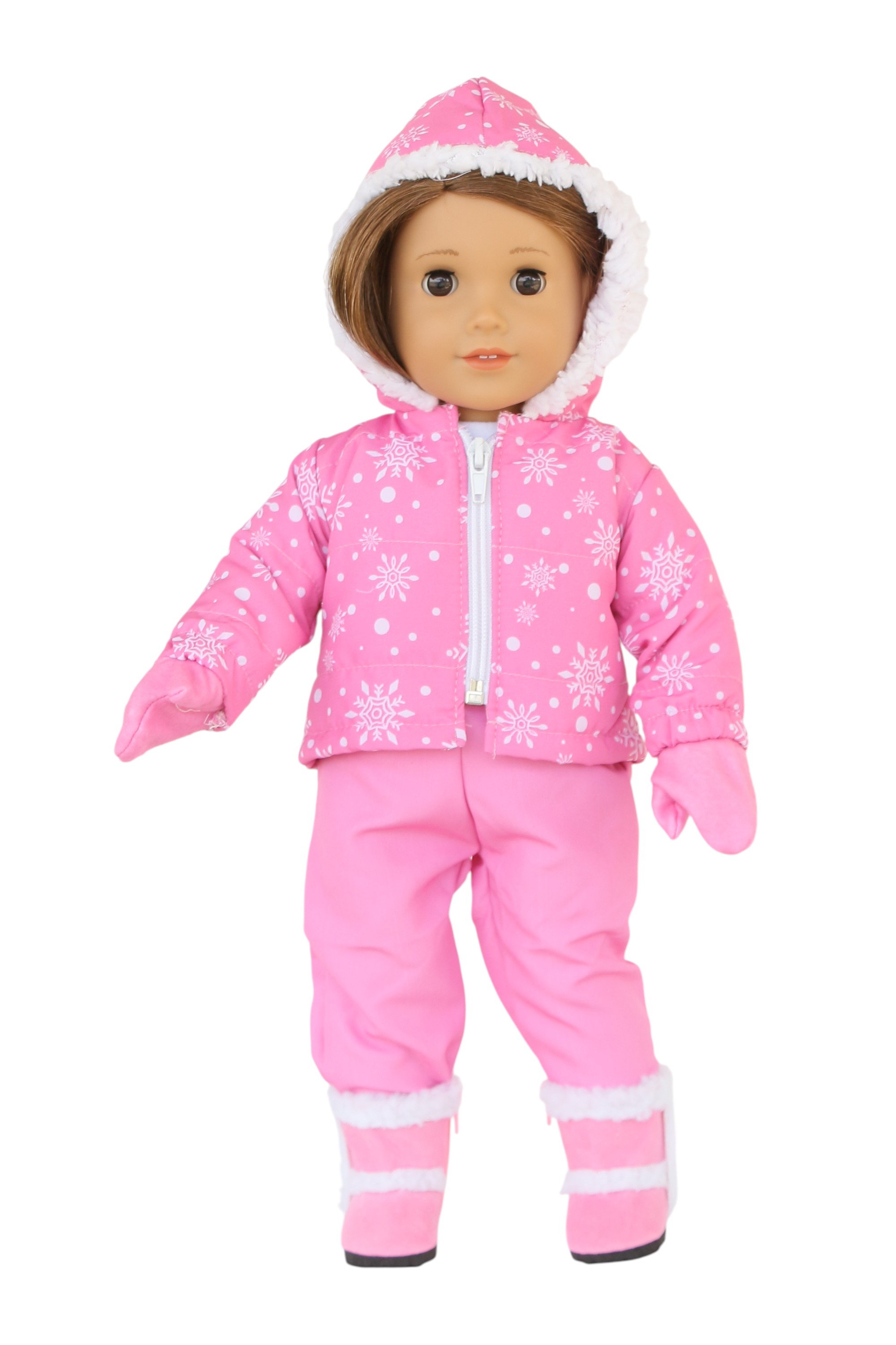 Детские аксессуары для кукол The Doll Boutique 18″ Doll Pink Snowsuit Jacket, Snow Pants, Mittens, & Boots (shirt sold separately) — фото 2