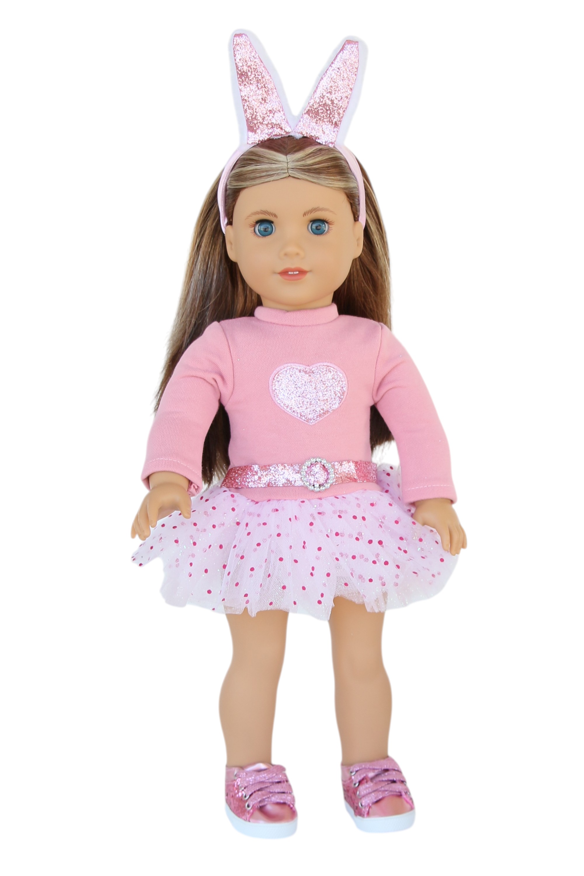 Детские аксессуары для кукол The Doll Boutique 18″ Doll Sparkly Tutu Heart Dress & Bunny Headband