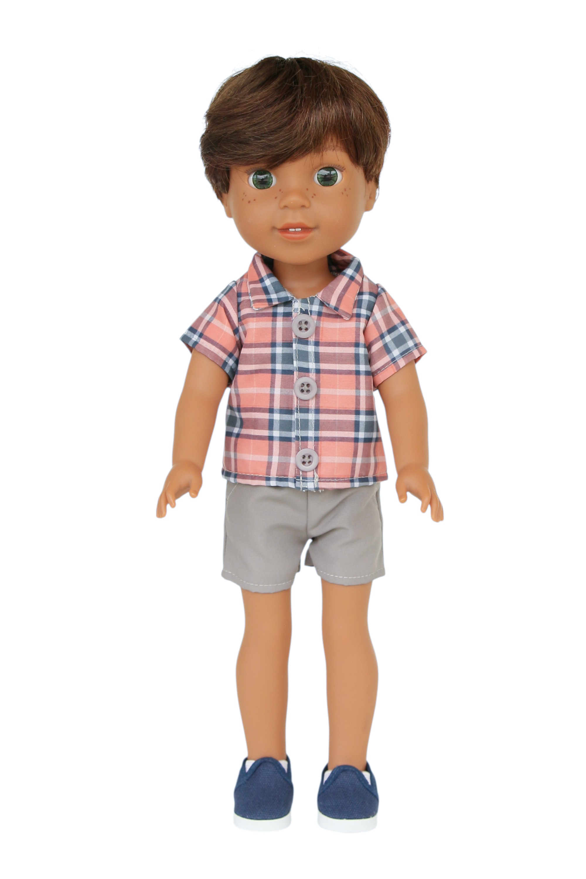 Аксессуары для кукол The Doll Boutique 14.5″ Boy Doll Plaid Dress Shirt & Gray Shorts