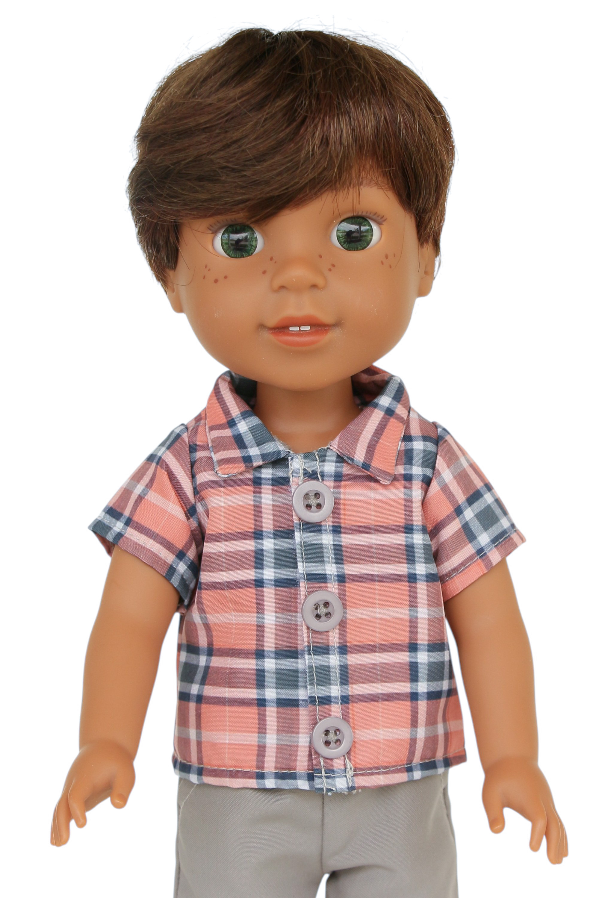 Аксессуары для кукол The Doll Boutique 14.5″ Boy Doll Plaid Dress Shirt & Gray Shorts — фото 2