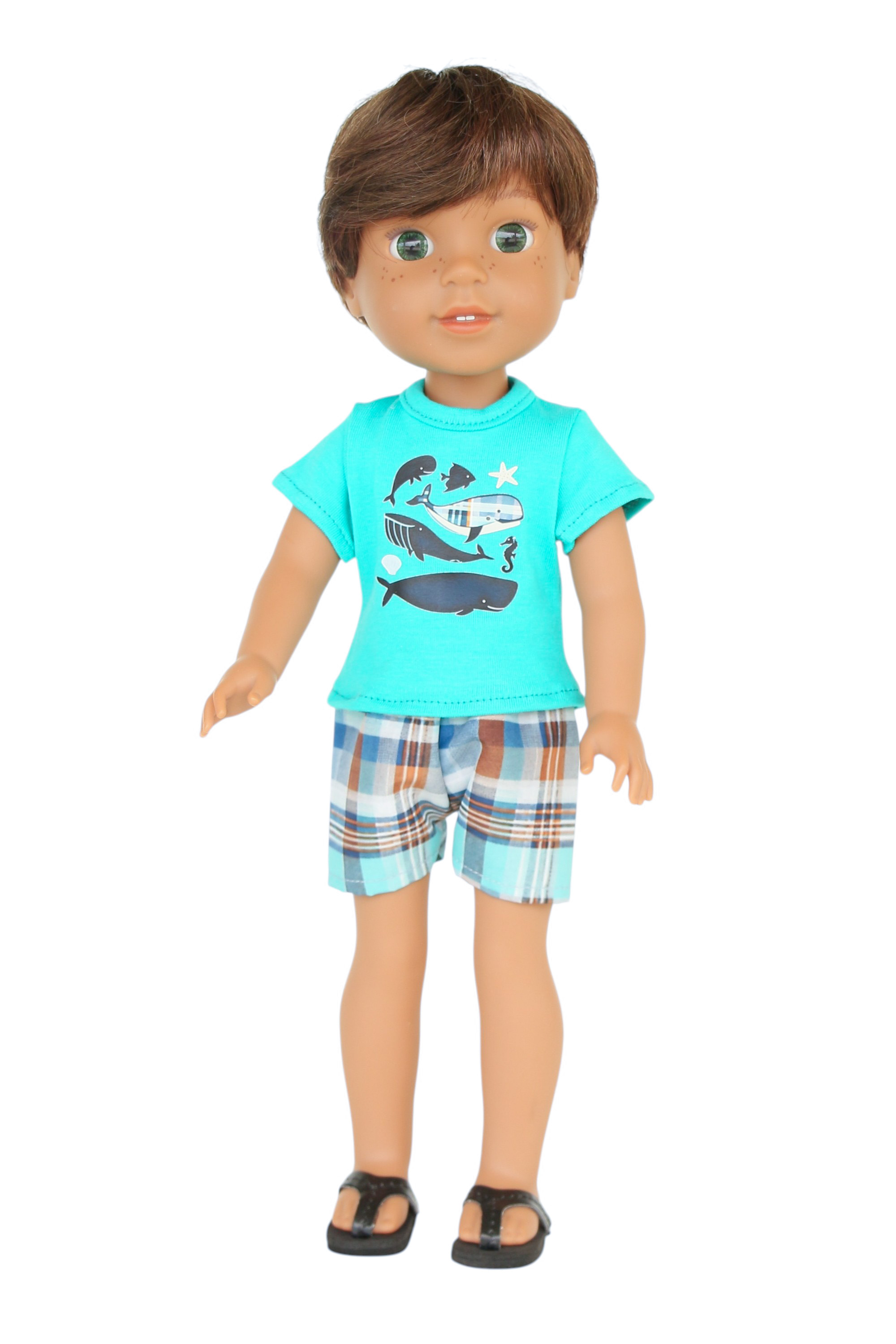 Аксессуары для кукол The Doll Boutique 14.5″ Boy Doll Sea Creatures Tee & Plaid Shorts
