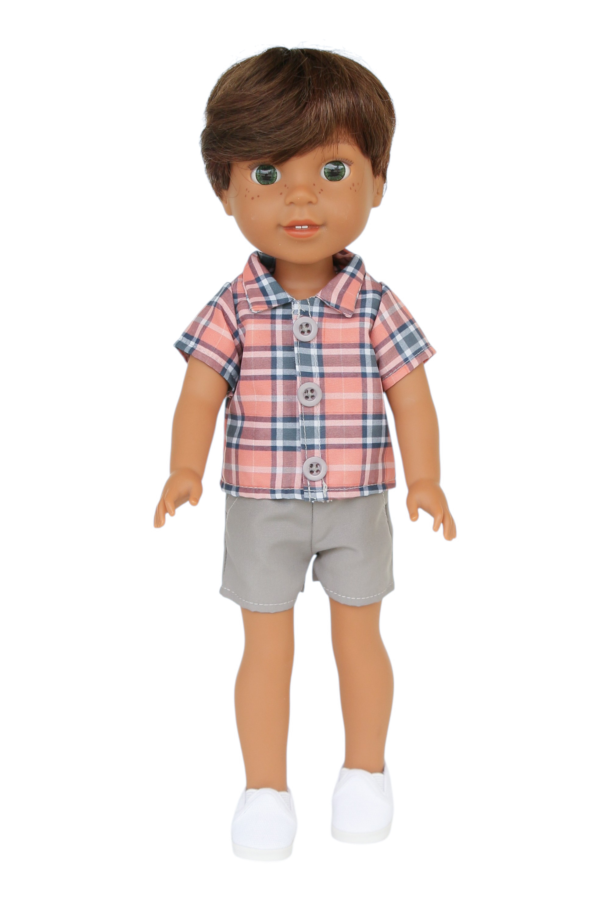 Аксессуары для кукол The Doll Boutique 14.5″ Boy Doll Plaid Dress Shirt & Gray Shorts — фото 3