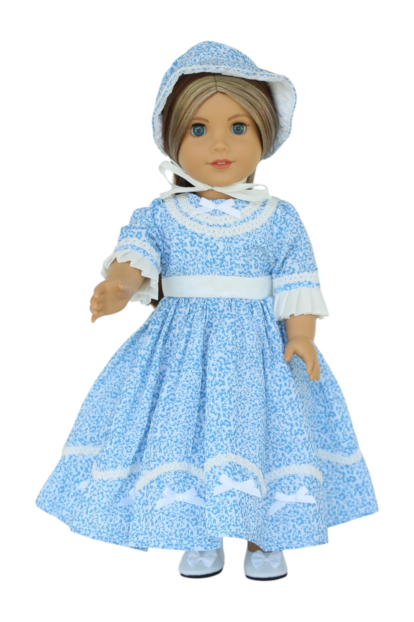 Детские аксессуары для кукол The Doll Boutique 18″ Doll Blue Victorian Floral Dress & Bonnet